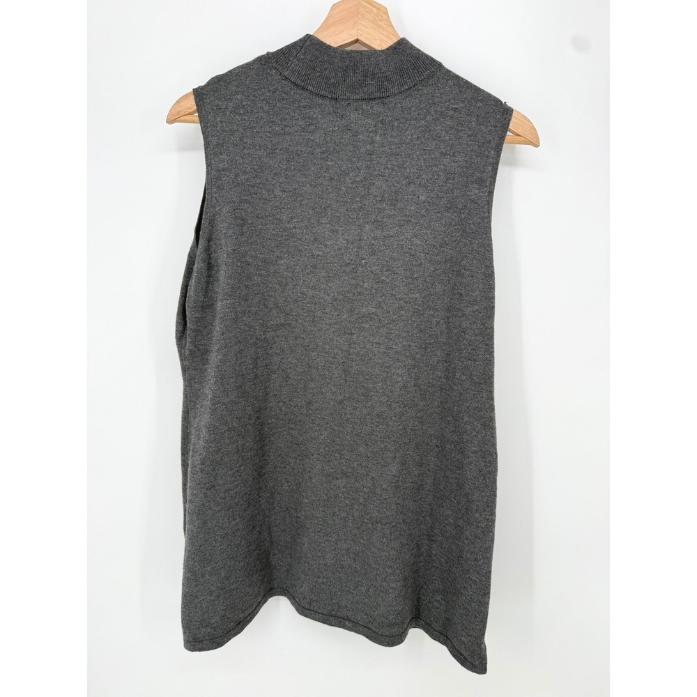 JM Collection Mock Neck Tank Top Womens Medium Grey Sleeveless Knit Sweater